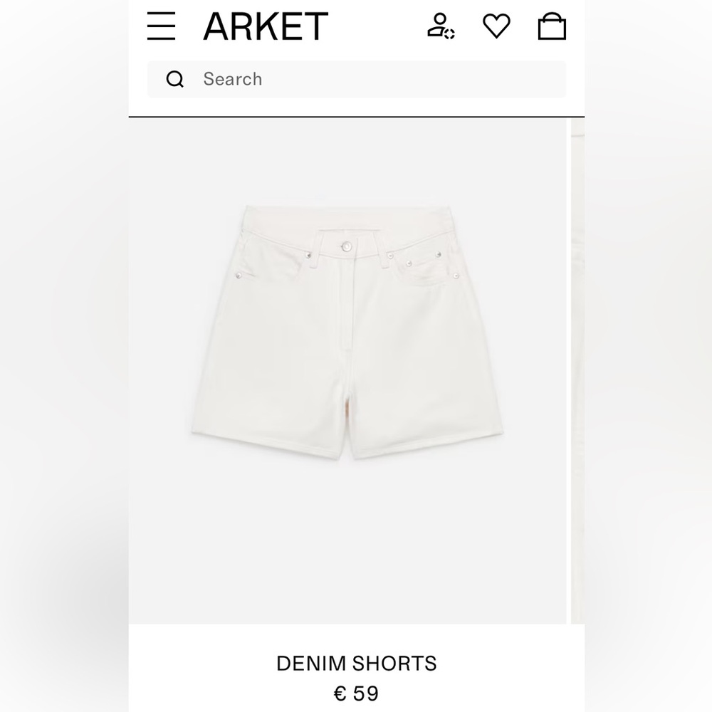 ARKET White Denim Shorts - High-Rise & Minimalist | Size 32